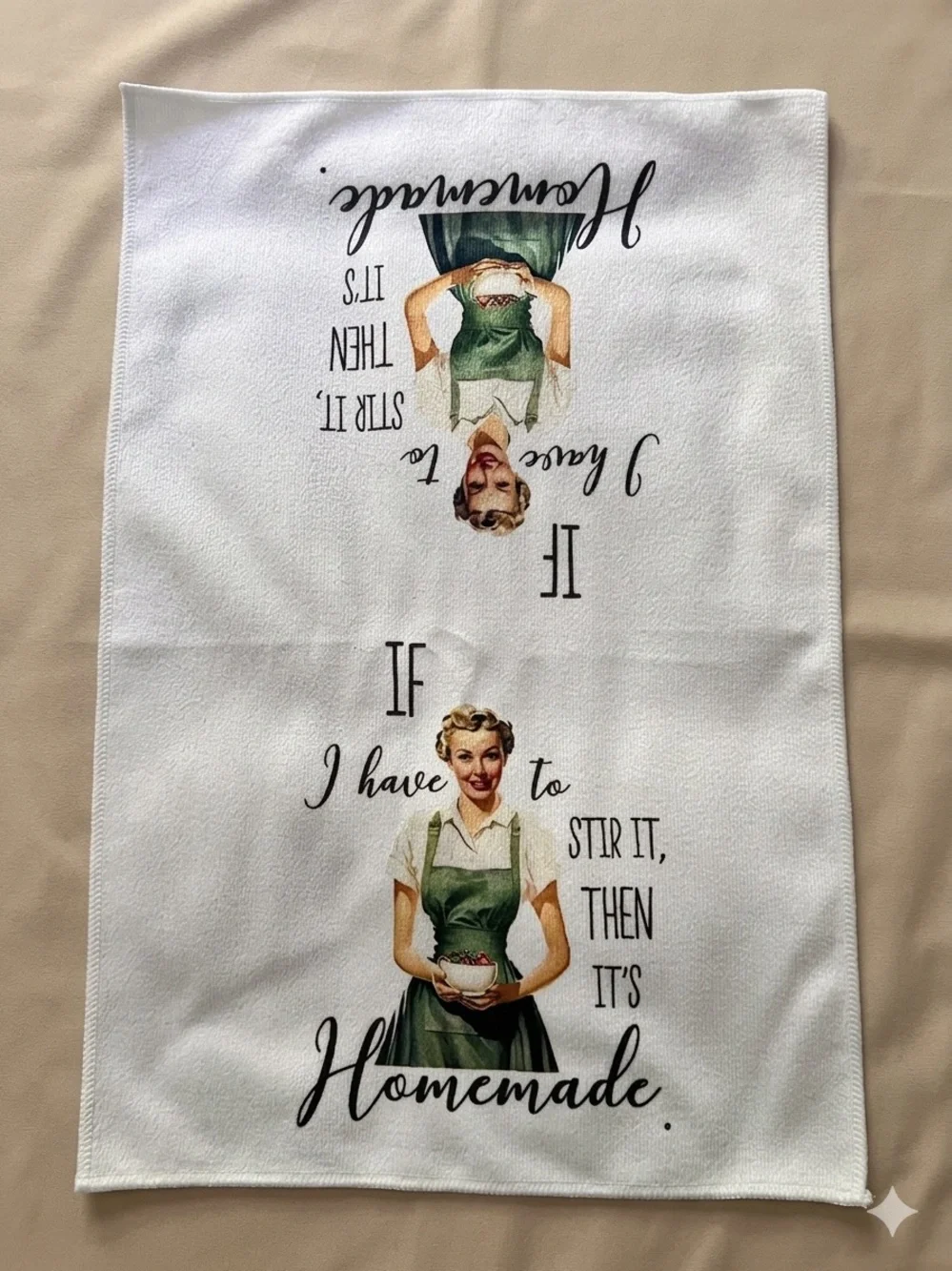 Homemade Retro Print White Microfibre Kitchen Towel